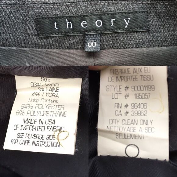 THEORY Gabe Wool Stretch Blazer Jacket Charcoal Grey 00 - Picture 9 of 14